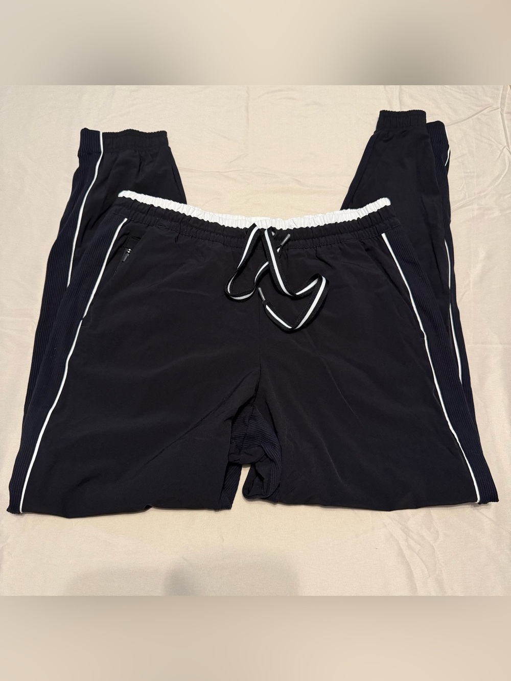 Athleta Black Joggers with Silver Zipper Pull
